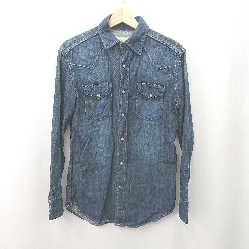 ◇ ⊇ EDIFICE エディフィス コットン100% 長袖 デニムシャツ サイズ48