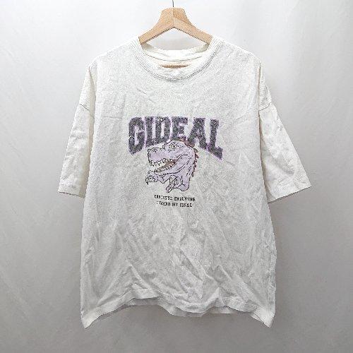 ◇ ⊂ GIDEAL ジディール 絵 恐竜 半袖 丸首プリントTシャツ サイズ38 
