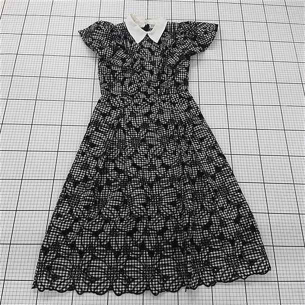 ◇ ⊂ 31 Sons de mode ギンガムチェック 刺繍 フレンチスリーブ 膝下 