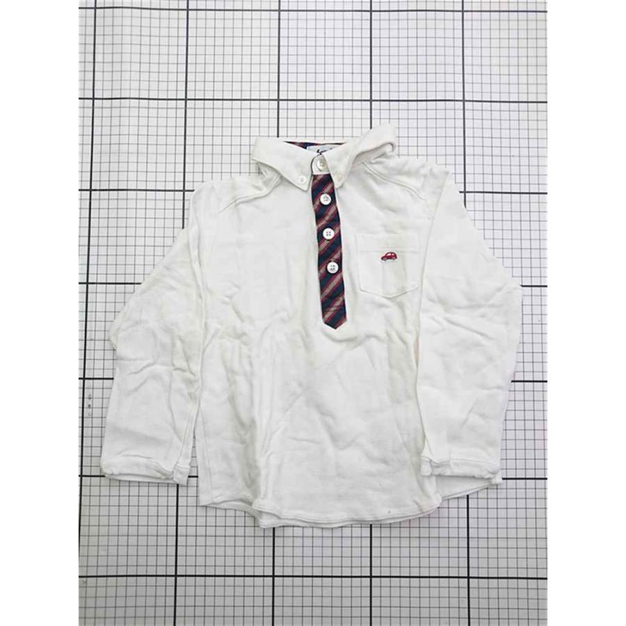 ◇ Θ ファミリア familiar 110 長袖ポロシャツ ホワイト系 キッズ E 