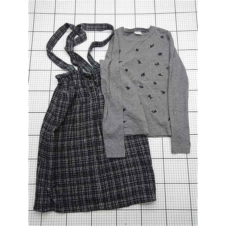 ◇ Θ セット商品 ザラ ZARA グレー系花柄長袖カットソー＆チェック柄 