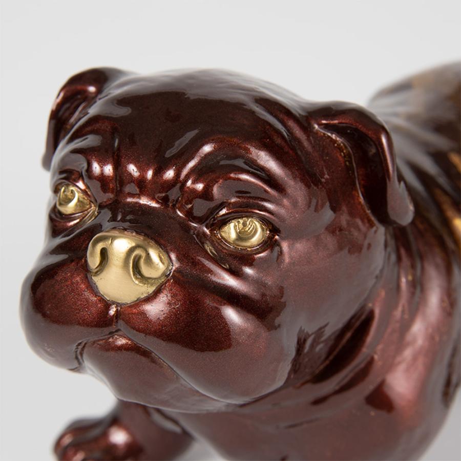 犬 ブルドッグ パグ 銅製 置物 銅像 紫 インテリア : 福和屋 - 通販