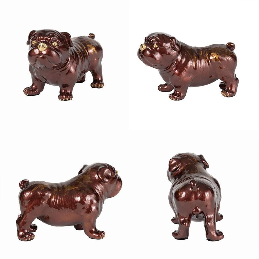 犬 ブルドッグ パグ 銅製 置物 銅像 紫 インテリア : 福和屋 - 通販