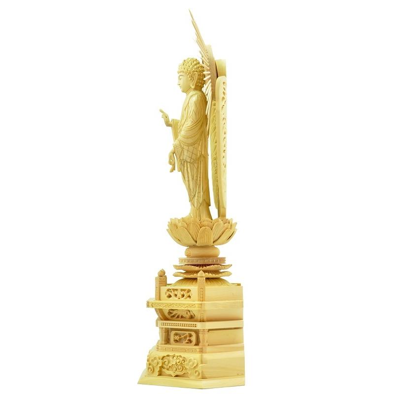 仏像 西立弥陀 立像 本尊 浄土真宗西本願寺派木彫 仏具 六角台座 仏像 西立弥陀 立像 本尊 浄土真宗西本願寺派木彫 仏具 六角台座