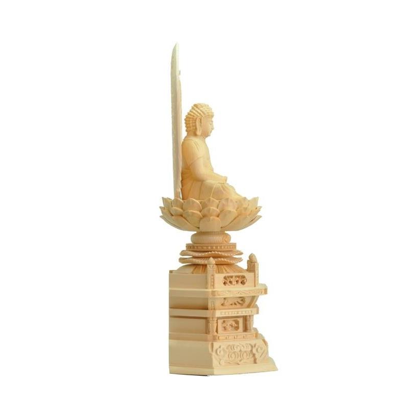仏像 天台宗 阿弥陀如来 座像 桧木六角台座 唐草光背 1.8寸 2寸 仏像 天台宗 阿弥陀如来 座像 桧木六角台座 唐草光背 1.8寸 2寸