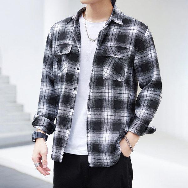 メンズ 長袖シャツ お兄系シャツ かっこいい カジュアルシャツ シャツ チェック柄 ボタンシャツ 定番色 新作 春秋 立ち襟 送料無料 黒 代引き手数料無料 チェック柄