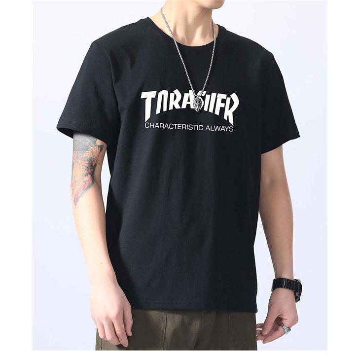 Tシャツ メンズ 半袖Tシャツ クルーネック トップス ロゴプリント 黒