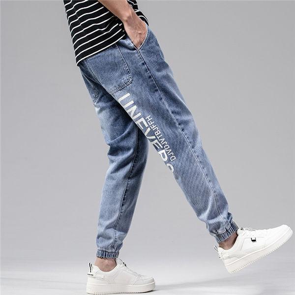 サルエルパンツ メンズ デニム ジーンズ ジーパン プリント 英語文字 デニムパンツ 体型カバー ゆったり カコイイ お兄系 春夏 送料無料 割引も実施中