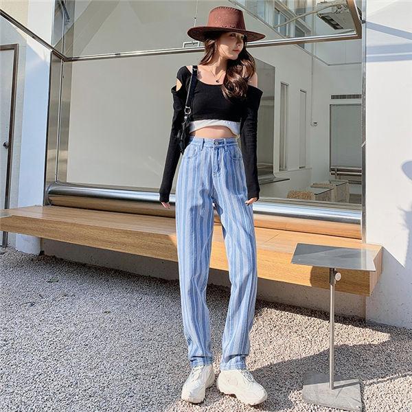 デニムワイドパンツ レディース ジーンズ 個性 人気 デニム ワイドパンツ ストライプ 脚長効果 春夏 ボトムス ガウチョパンツ おしゃれ 大人 送料無料 Fukzknr 服屋123 通販 Yahoo ショッピング