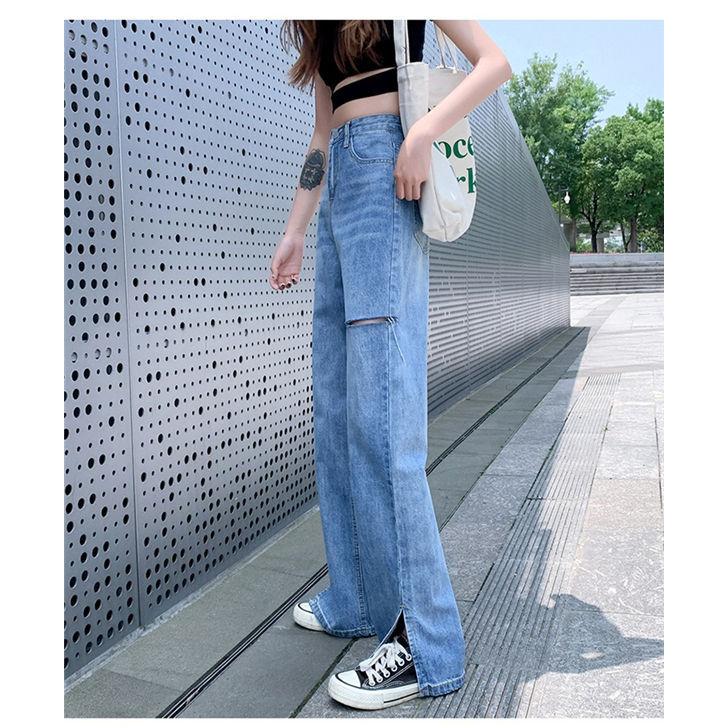 ガウチョパンツ デニムワイドパンツ レディース デニムパンツ ダメージ 