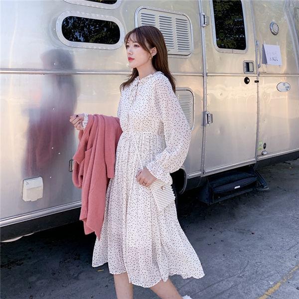 ワンピース レディース 長袖 水玉 ドットワンピ ワンピ 可愛い ワンピース レディース 長袖 水玉 ドットワンピ ワンピ 可愛い