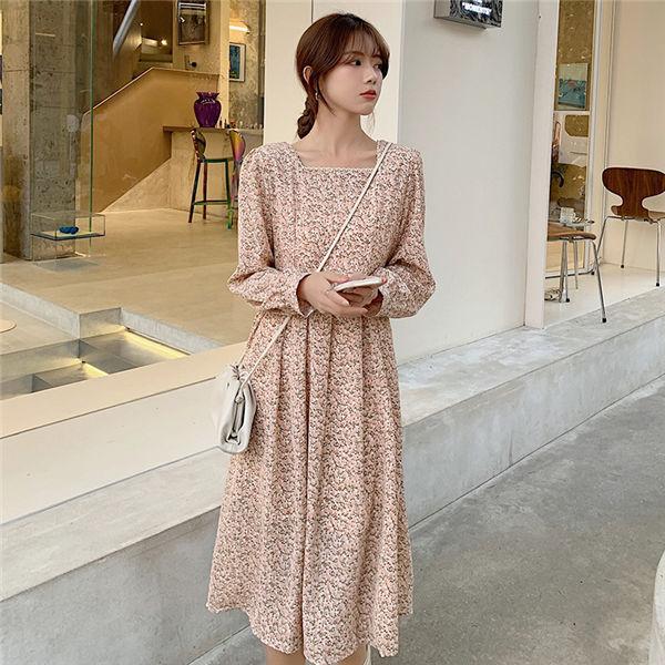 オシャレ 花柄 ワンピース シフォン 花柄 ワンピース シフォン[品番：JSFW0014083]｜JS FASHION