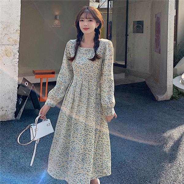 ワンピース レディース 長袖 花柄 ロングワンピ フラワー ワンピース レディース 長袖 花柄 ロングワンピ フラワー