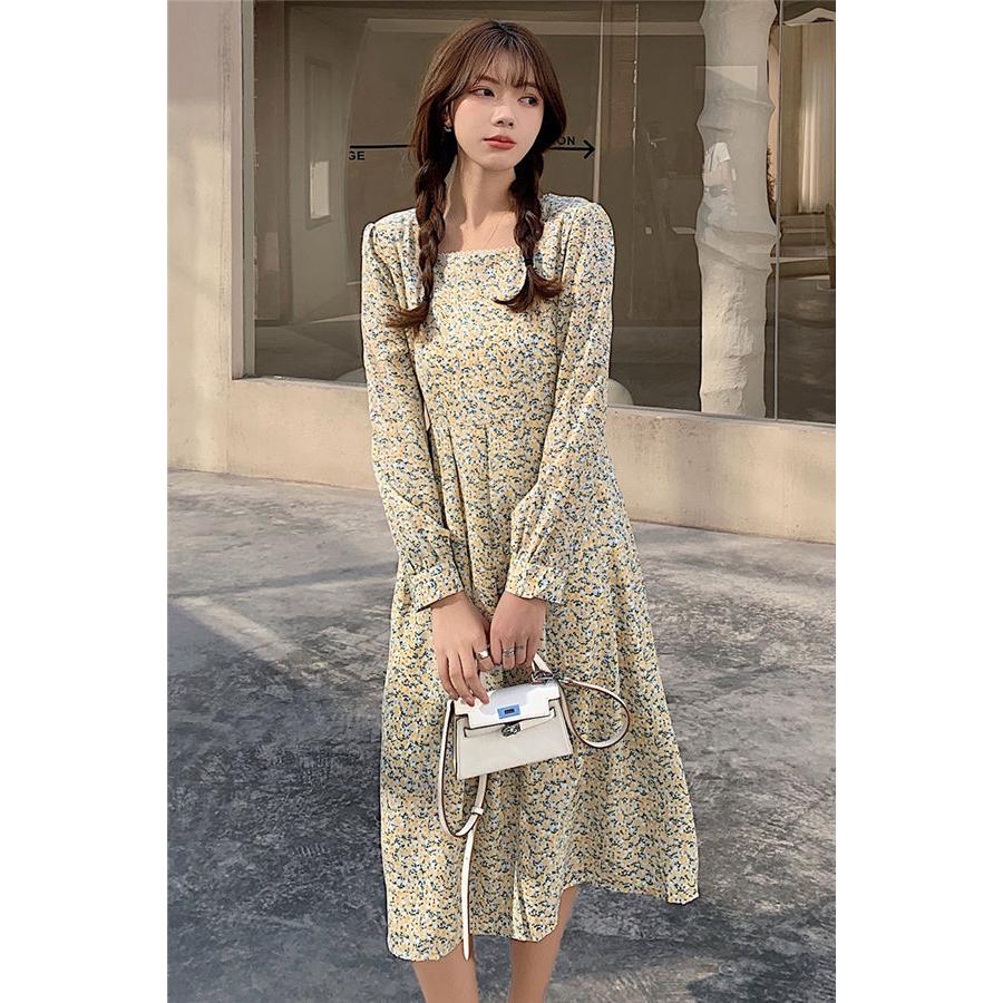 ワンピース レディース 長袖 花柄 ロングワンピ フラワー ワンピース レディース 長袖 花柄 ロングワンピ フラワー