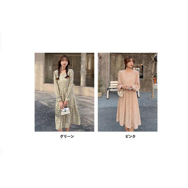 ワンピース レディース 長袖 花柄 ロングワンピ フラワー ワンピース レディース 長袖 花柄 ロングワンピ フラワー