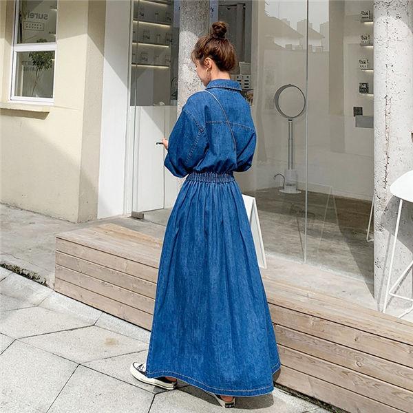 デニムワンピース レディース きれいめ ロングワンピース 春秋 長袖ワンピース ロングスカート オシャレ通勤 お出かけ 30代 40代 50代 春秋 送料無料 訳あり商品