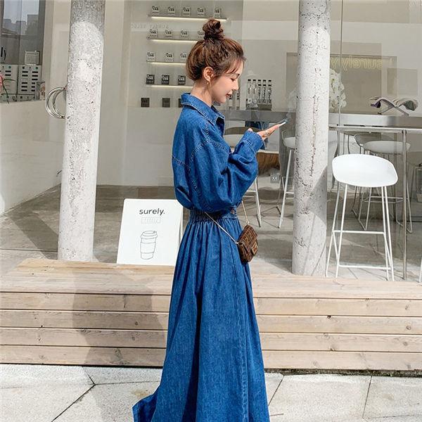 デニムワンピース レディース きれいめ ロングワンピース 春秋 長袖ワンピース ロングスカート オシャレ通勤 お出かけ 30代 40代 50代 春秋 送料無料 訳あり商品