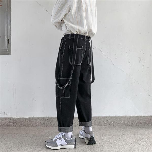 最終セール！スウェットＸデニム☆サロペットパンツ☆ブラック×カラフル ダンス衣装専門店ダンスクロス