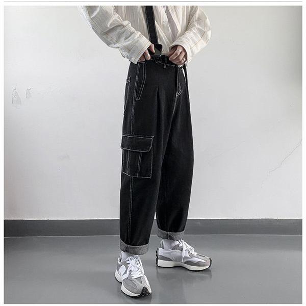 最終セール！スウェットＸデニム☆サロペットパンツ☆ブラック×カラフル ダンス衣装専門店ダンスクロス