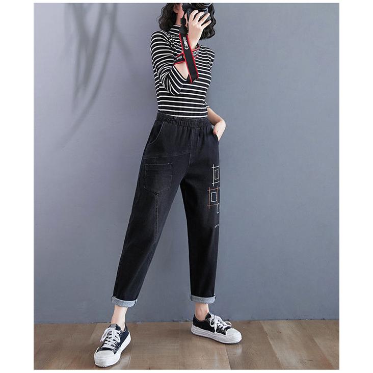 テーパードパン レディース デニムパンツ デニムジーンズ ワークパンツ ジーンズ ズボン 黒デニムパンツ 刺繍デニム ゆったり 春夏秋 Lylykuzi0006 服屋123 通販 Yahoo ショッピング