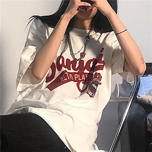 半袖tシャツ レディース ビッグtシャツ 白tシャツ プリント 英語文字