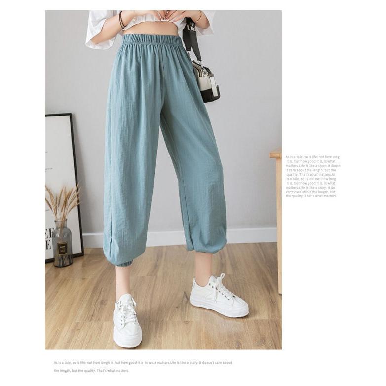 テーパードパンツ レディース リネンパンツ 九分丈 スウェット