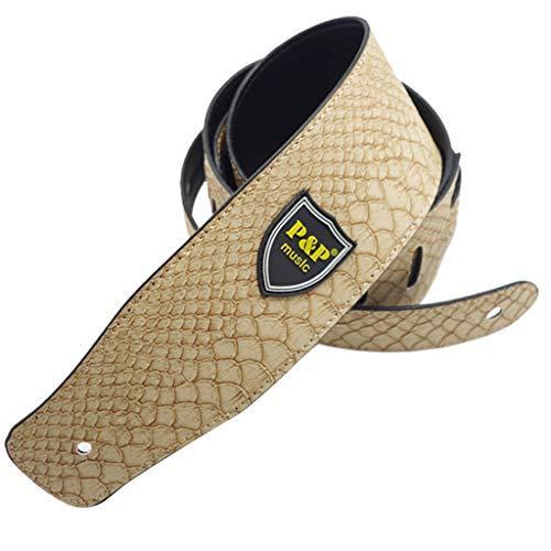 調整可能 ギターストラップ ギター/ベース用 楽器部品 全7色 - ベージュ