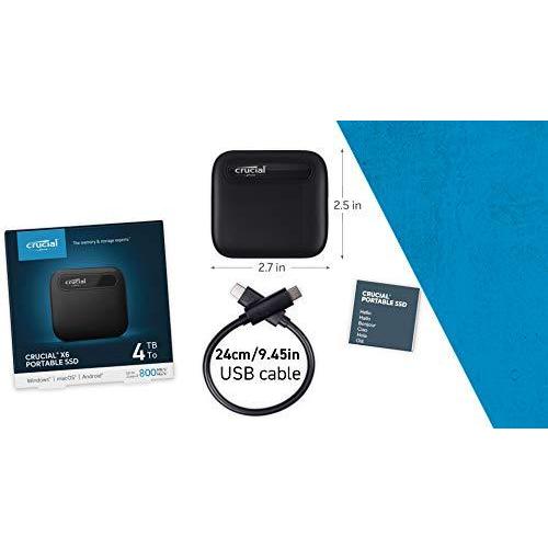 大特価!!】 Crucial X6 外付け SSD 最大読込速度800MB Type-C 4TB USB
