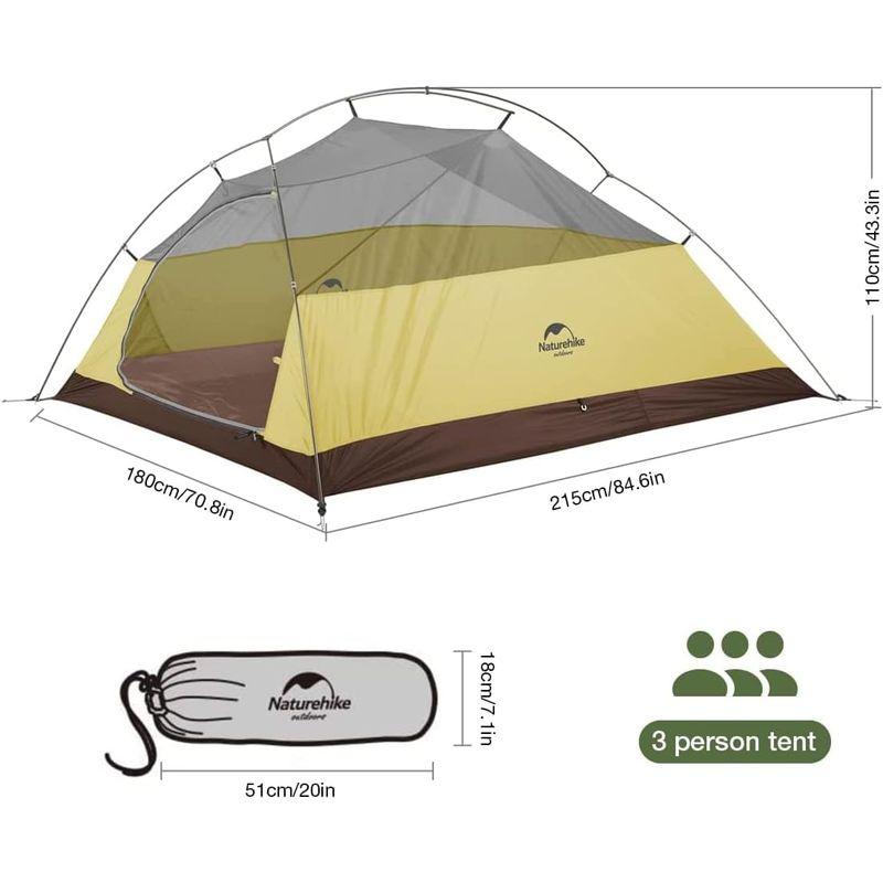 Naturehike公式ショップ テント 3人用 クラウドアップ3 アップグレード ソロキャンプ 2人用 前室付き 軽量 耐水圧3000?/ テント 3人用 クラウドアップ3 アップグレード ソロキャンプ 2人用 前室付き 軽量 耐水圧3000