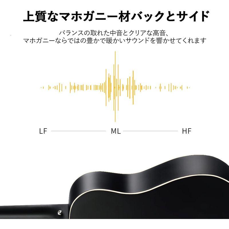 Donner アコースティックギター 初心者セット スプルースとマホガニー製 ミニギター 36インチ ドレッドノート 右利き 持ち運び便利 アコースティックギター 初心者セット スプルースとマホガニー製 ミニギター 36インチ ドレッドノート 右利き 持ち運び便利