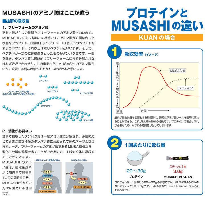 正規販売店 MUSASHI ムサシ ENDURANCE エンデュランス 30本入(スティック1本3.0g×30本) アミノ酸 サプリメント 持久力 鉄 ヘモグロビン 人口甘味料不使用｜full-shot｜07