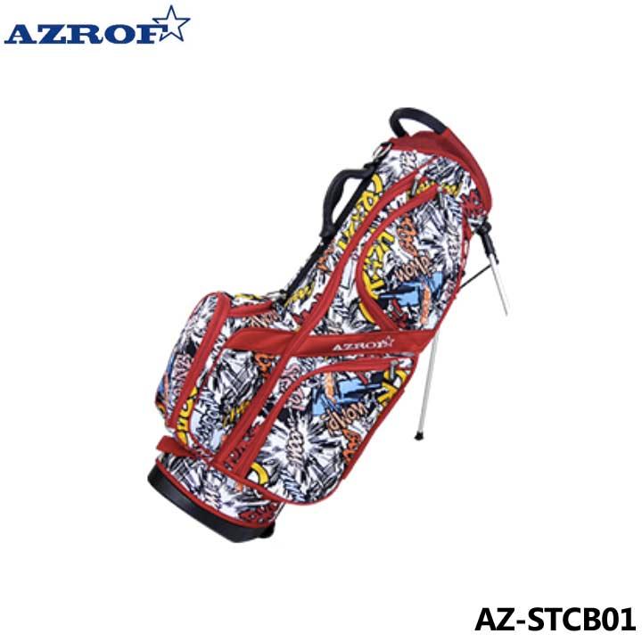 アズロフ AZ-STCB01 スタンドキャディバッグ No.03 コミックレッド 9.0型 2.7kg 軽量 46インチ対応 10p