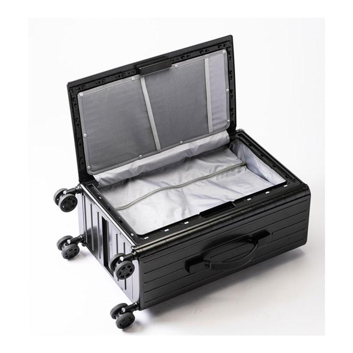 アンドフラット&FLATブラックメタリック折り畳キャリーFL14-4-00001 ＆.FLAT 送料無料 正規品 スーツケース 機内持ち込み &FLAT