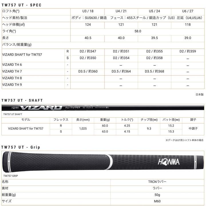 HONMA GOLF 本間ゴルフ ツアーワールド TW757 ユーティリティ U4 HONMA GOLF 本間ゴルフ ツアーワールド TW757 ユーティリティ U4