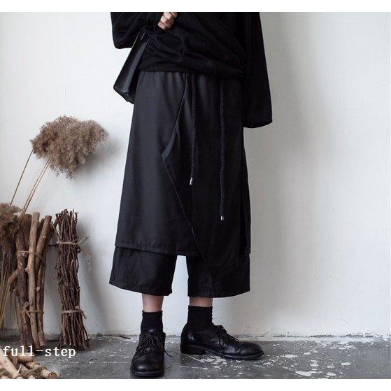 ラッピング不可 メンズ スカート風 ワイドパンツ 商品 離島 沖縄を除く 袴パンツ ロック バンド 7分丈 原宿ファッション ストリート ズボン 個性的 ボトムス パンツ Www Smssvg Org