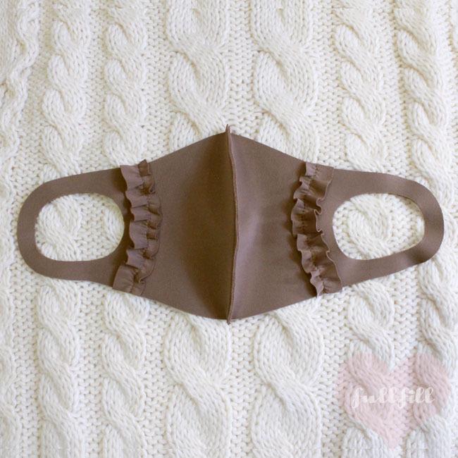 マスク おしゃれ フリル 日本製 クリックポスト可 洗える フリルマスク 可愛い ノーズワイヤー入り チョコレート ポイント消化 | 