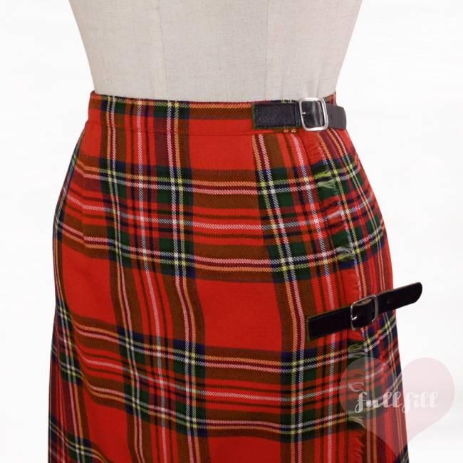 古着 スカート チェックミニスカート 赤 グリーン チェック柄 プリーツ