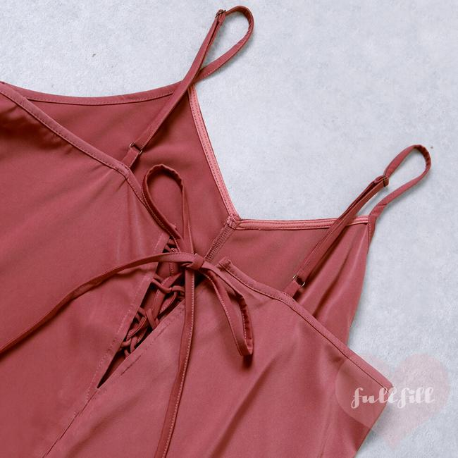 オールインワン レディース  サロペット パンツ バックレースアップ マットサテン シンプル |  | 05