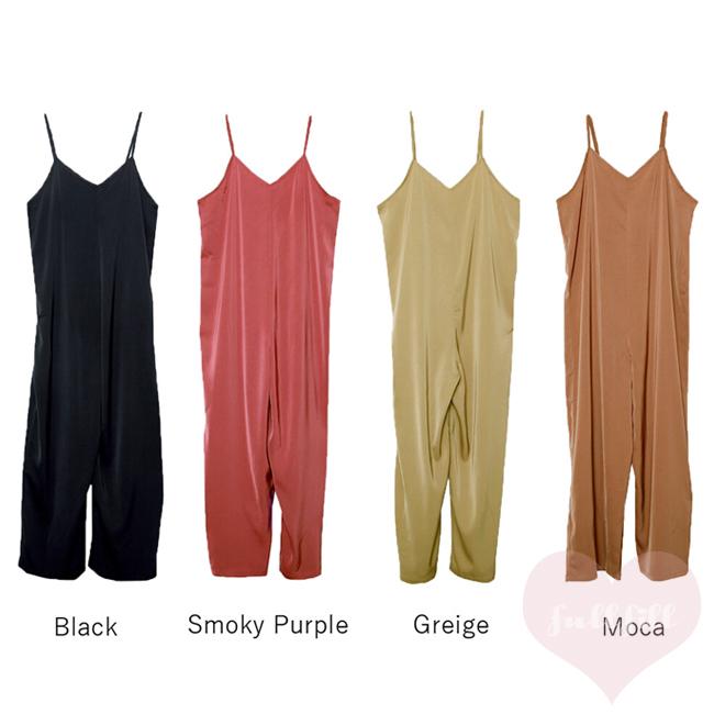 オールインワン レディース  サロペット パンツ バックレースアップ マットサテン シンプル |  | 06