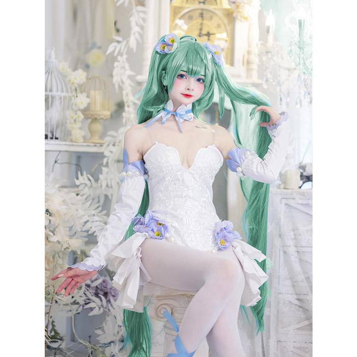 VOCALOID ボーカロイド 初音ミク  花蝶精霊 コスプレ 白いレオタード コスプレ衣装   靴 ウィッグ｜fullgrace｜04