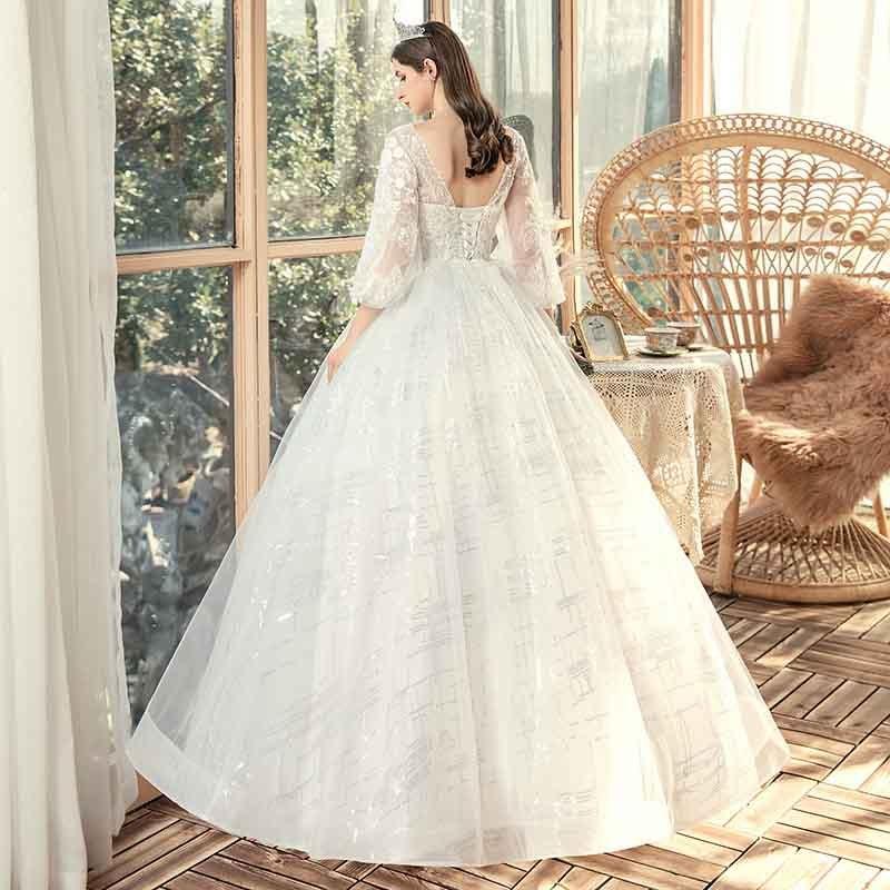 ウェディングドレス 花嫁 大きいサイズ バルーン袖 ぽっちゃり ウェディングドレス 花嫁 大きいサイズ バルーン袖 ぽっちゃり