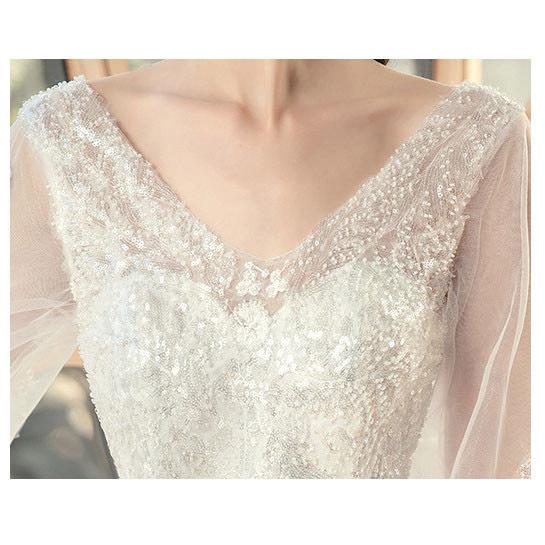 ウェディングドレス 花嫁 大きいサイズ バルーン袖 ぽっちゃり 結婚式