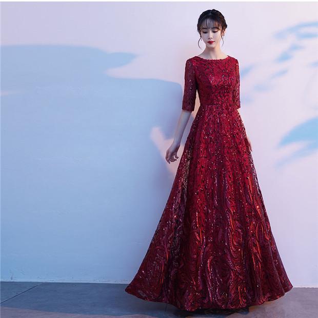 パーティードレス ロングドレス 合唱 演奏会 ラウンドネック きらきら