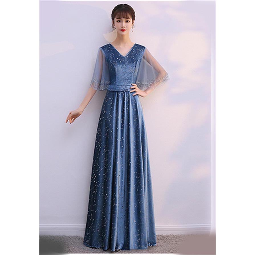 パーティードレス ロングドレス 合唱ドレス 演奏会 ラウンドネック