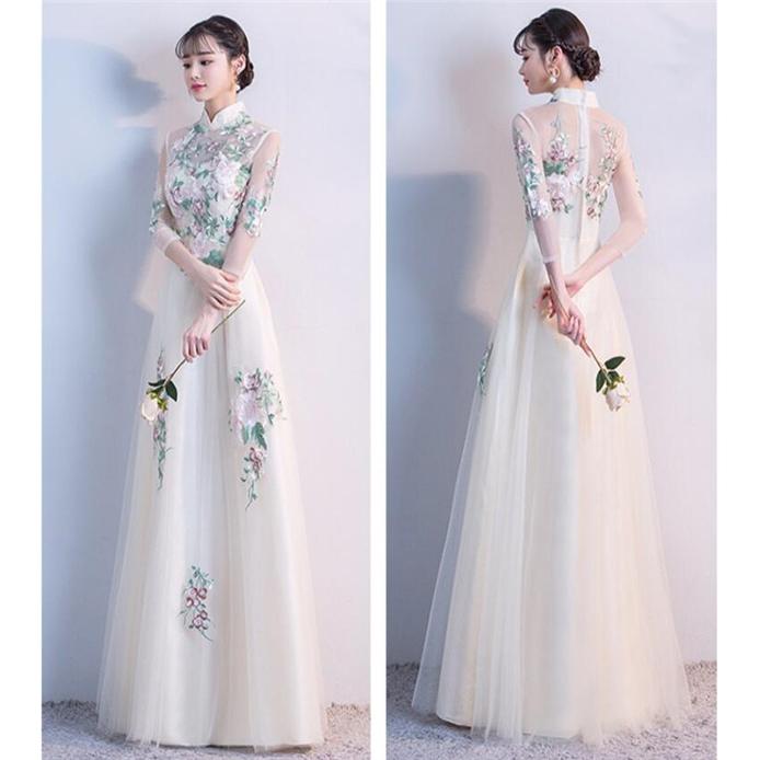 ドレス 大人 ピアノ 発表会 結婚式 母親 チャイナドレス 刺繍