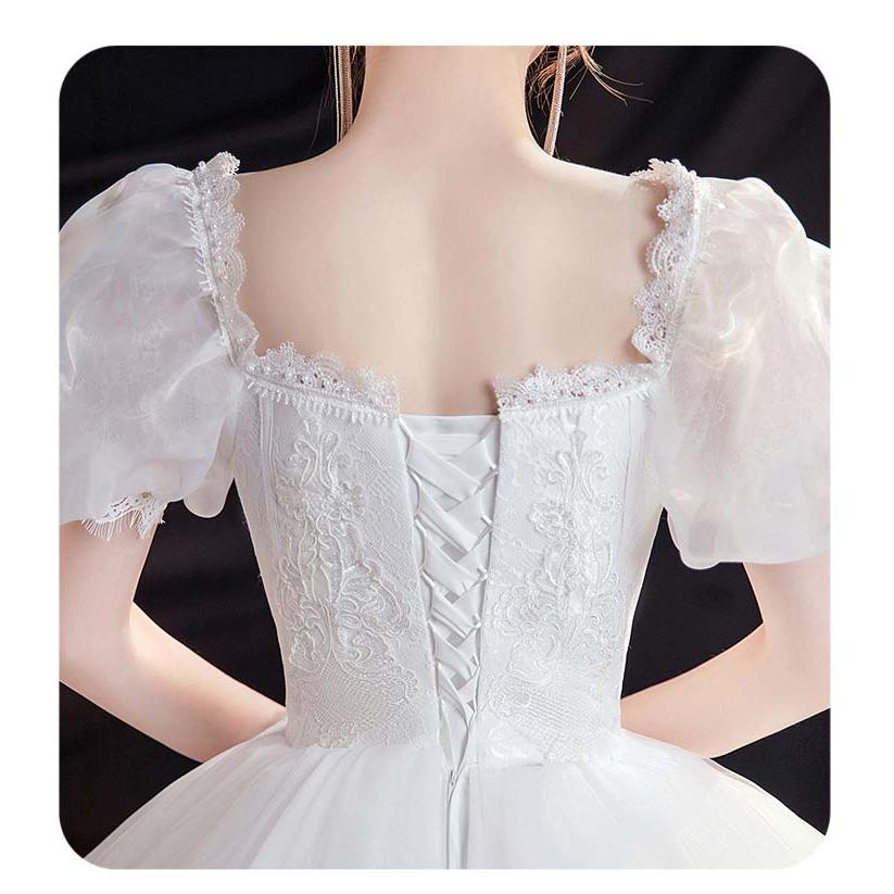 ウエディングドレス ロングドレス 白 Aライン イブニングドレス 半袖