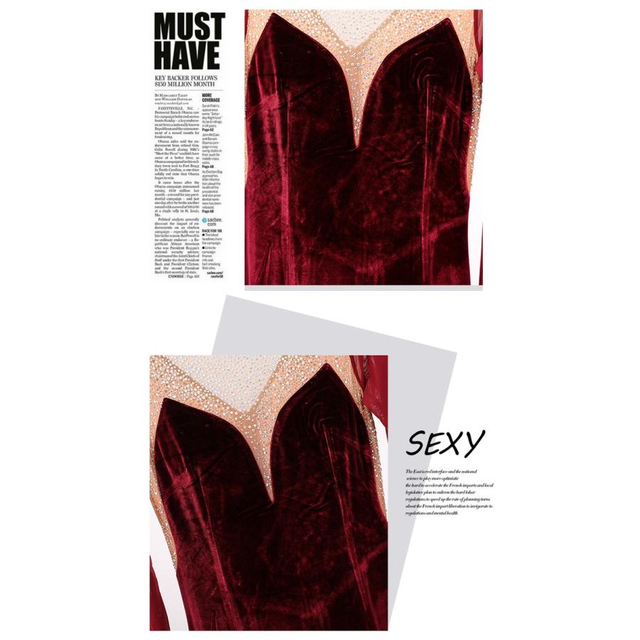 社交ダンス ドレス 練習着 競技着 長袖 レース 透け感 豪華 パーティー モダン スタンダード ルンバ 専用 発表会 開場ドレス ストレッチ ワインレッド S-2XL |  | 10