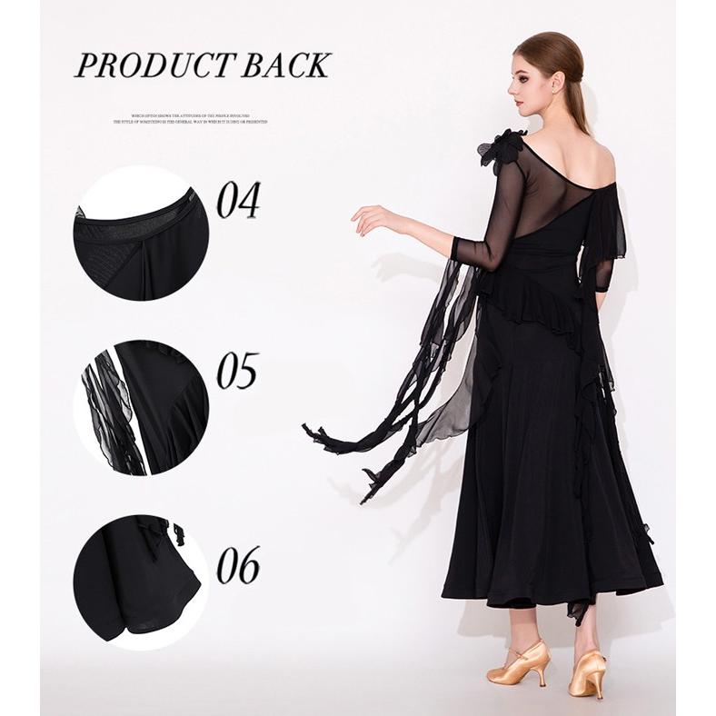 社交ダンス ドレス 練習着 競技着 長袖 レース 透け感 豪華 パーティー モダン スタンダード ルンバ 専用 発表会 開場ドレス ストレッチ レッド ブラック S-2XL |  | 12