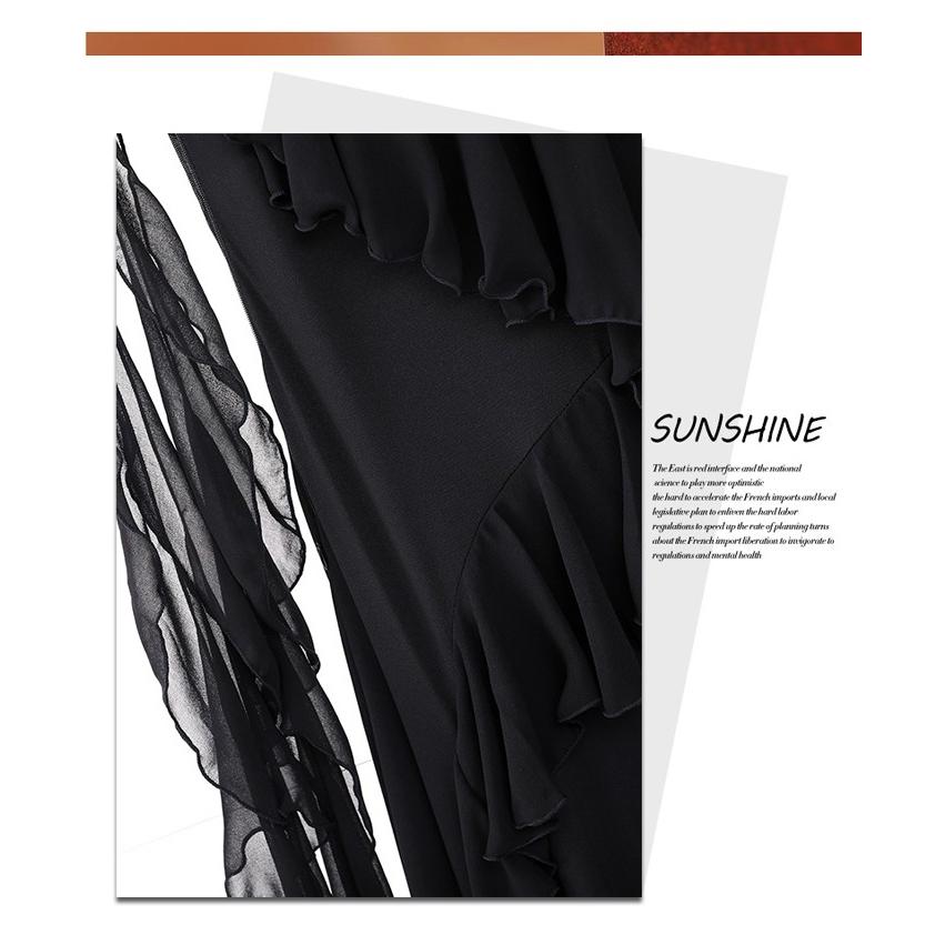 社交ダンス ドレス 練習着 競技着 長袖 レース 透け感 豪華 パーティー モダン スタンダード ルンバ 専用 発表会 開場ドレス ストレッチ レッド ブラック S-2XL |  | 13