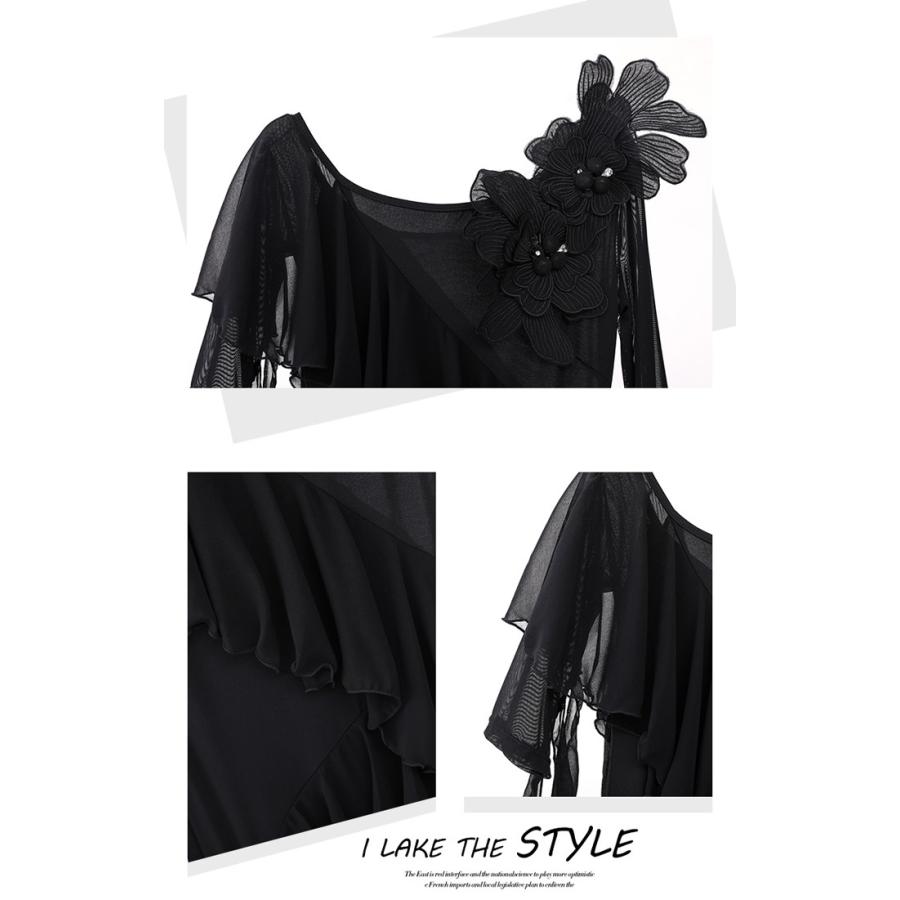 社交ダンス ドレス 練習着 競技着 長袖 レース 透け感 豪華 パーティー モダン スタンダード ルンバ 専用 発表会 開場ドレス ストレッチ レッド ブラック S-2XL |  | 14